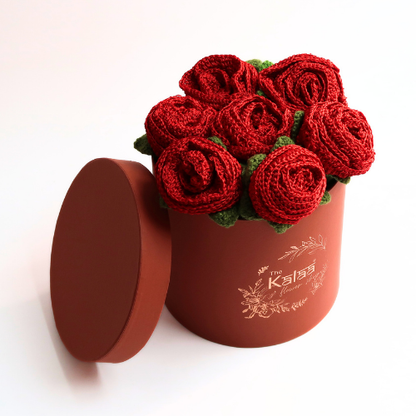 Handcrafted Crochet Roses Flower Box