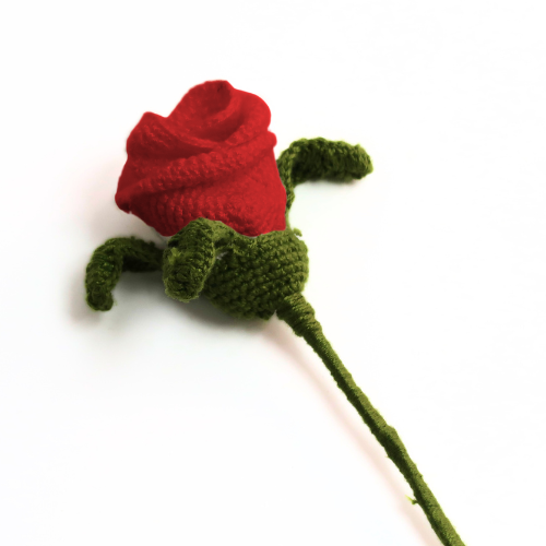 Handcrafted Crochet Single Red Rose Gift Box