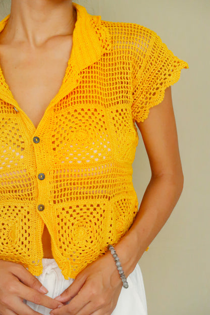 Women's Crochet Buttondown Shirt