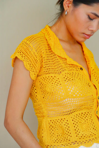 Women's Crochet Buttondown Shirt