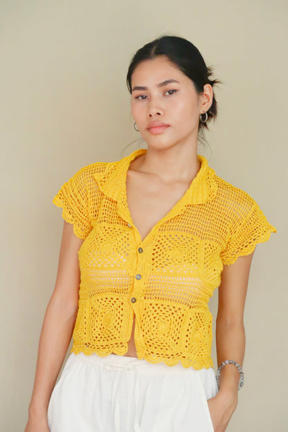 Women's Crochet Buttondown Shirt