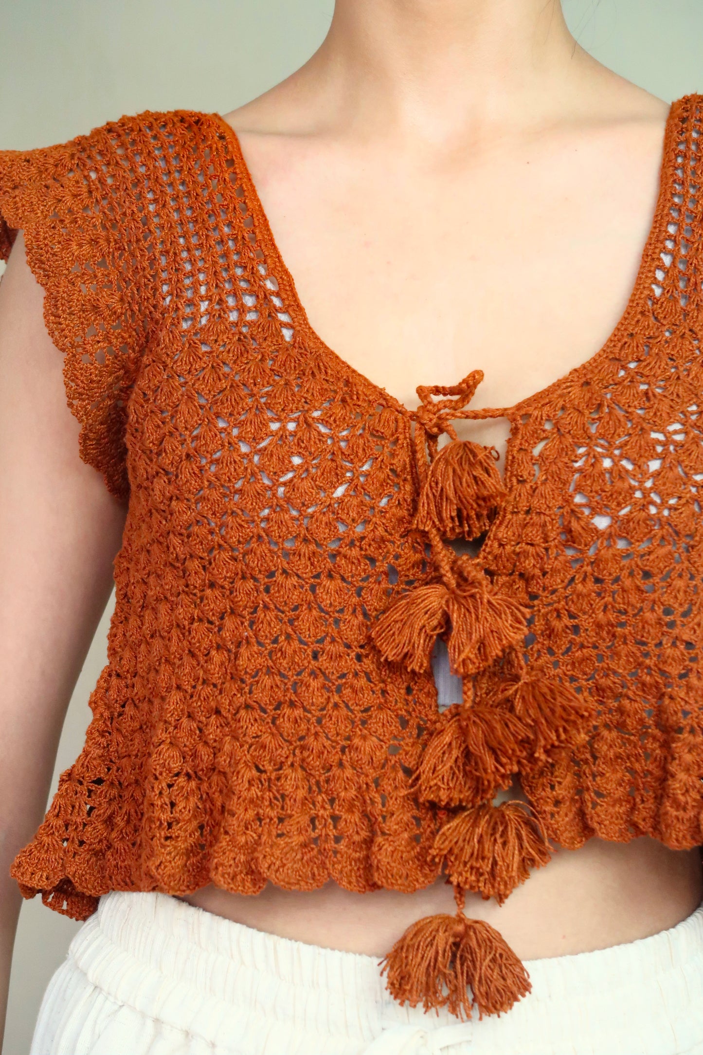 Crochet Tie-Front Blouse