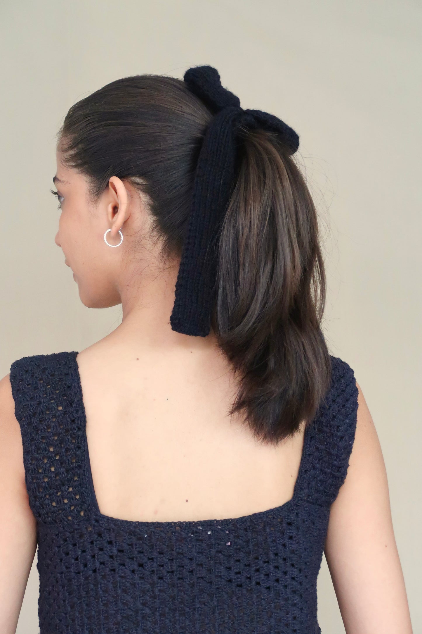 Knit Bow Hair Scrunchie